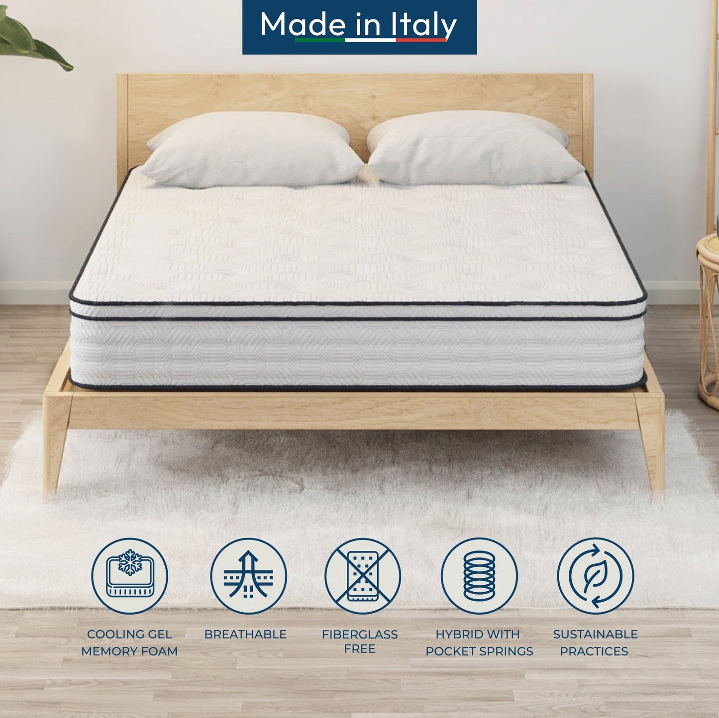 12 Full Mattress. Hybrid Pocket Spring & Comfort Foam Mattress. Medium. CertiPUR. Mattress in a Box. Sleephome