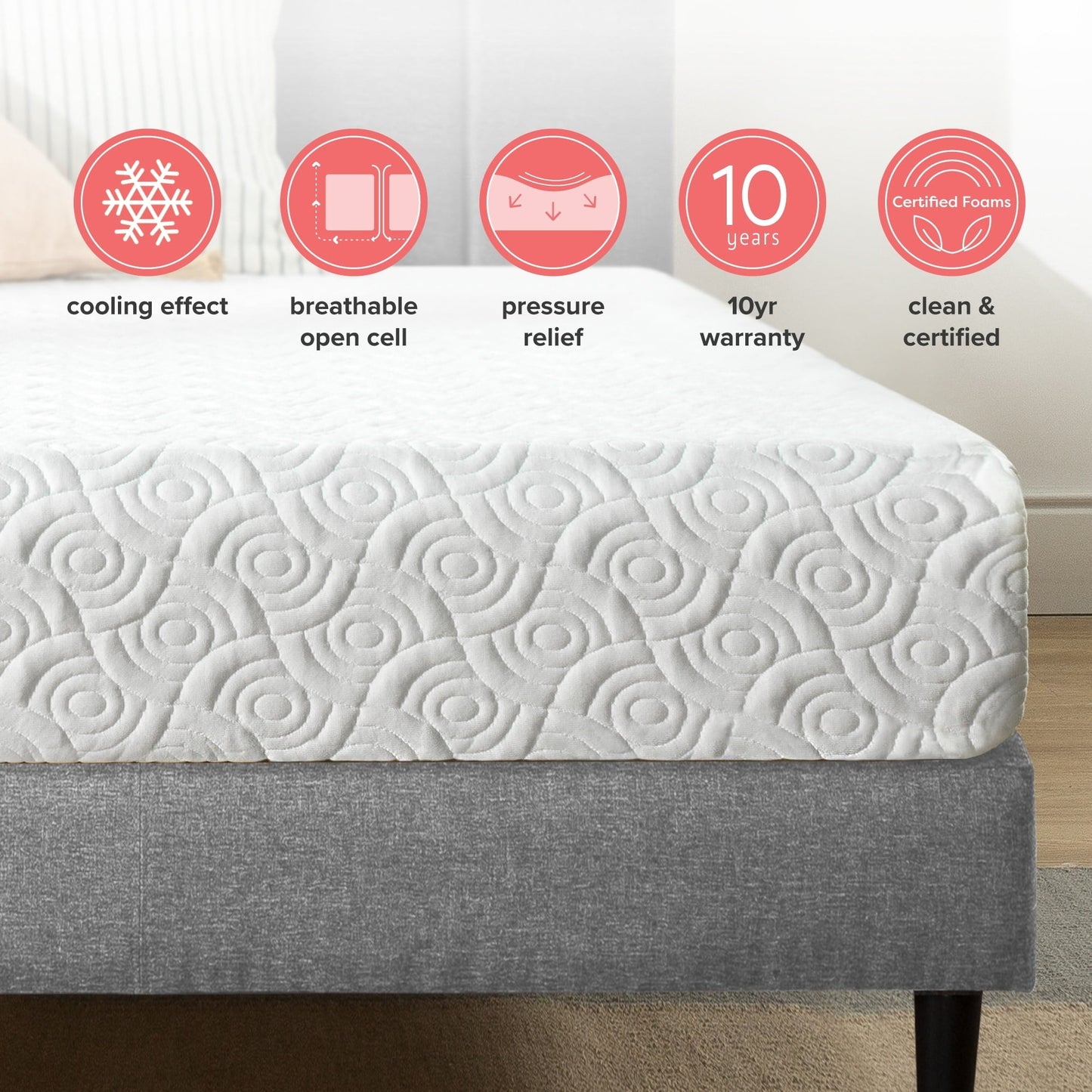 7 inch Gel Memory Foam Mattress By Crown Comfort Queen