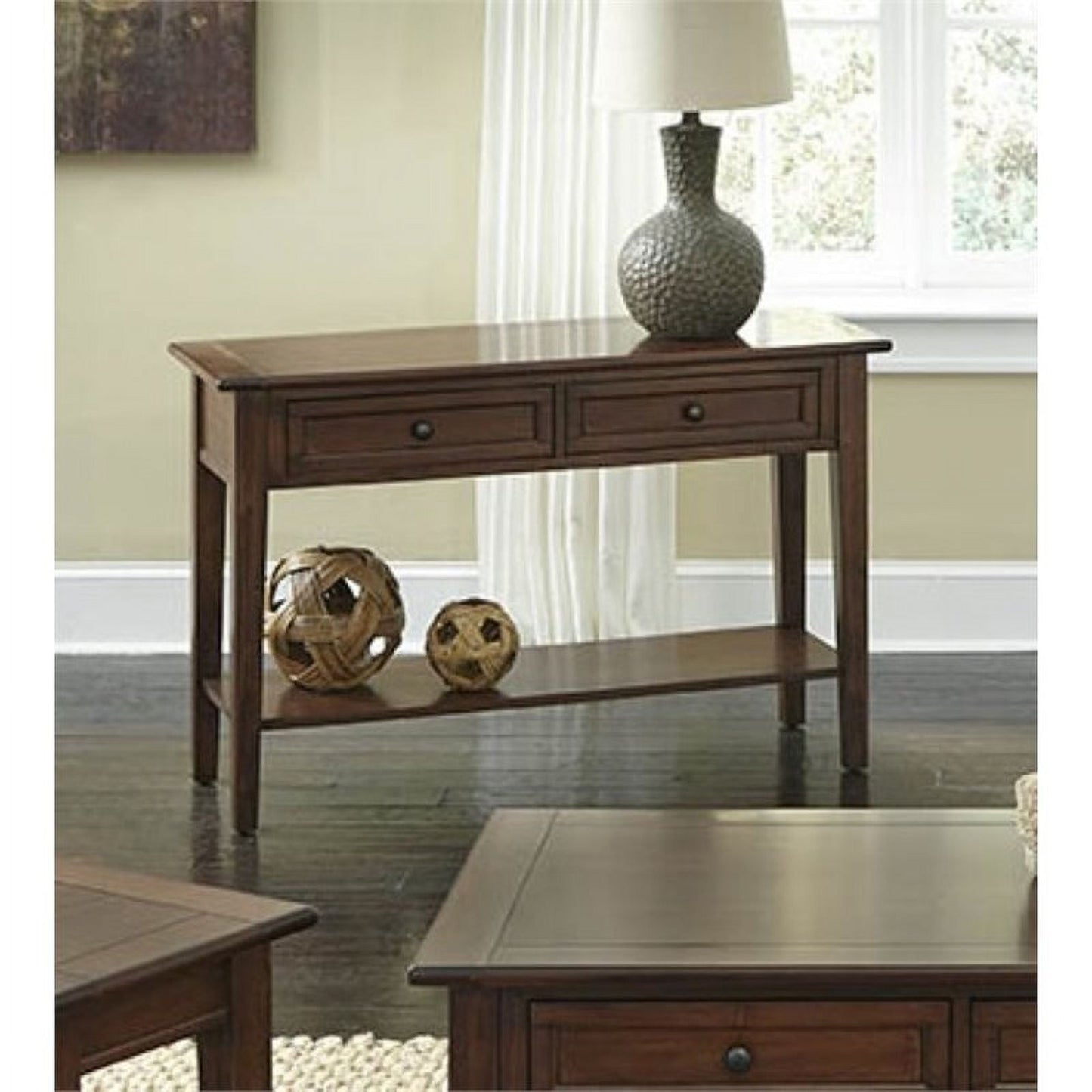 A-America Westlake 2 Drawer Console Table in Cherry Brown